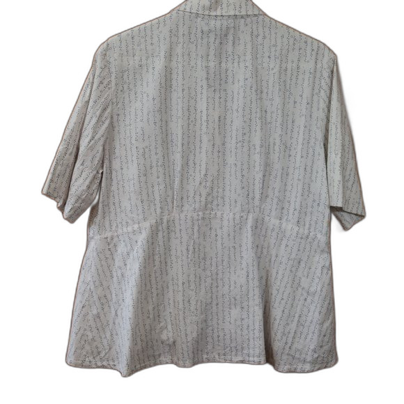 Studio 90 White Button Up Short Sleeve Geometric Print Top LG - Picture 9 of 9